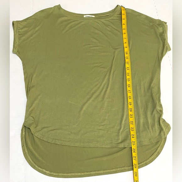 Ginger G Womens M Solid Olive Green Short Sleeve Top Comfy Classic Boho-chic - Picture 7 of 10